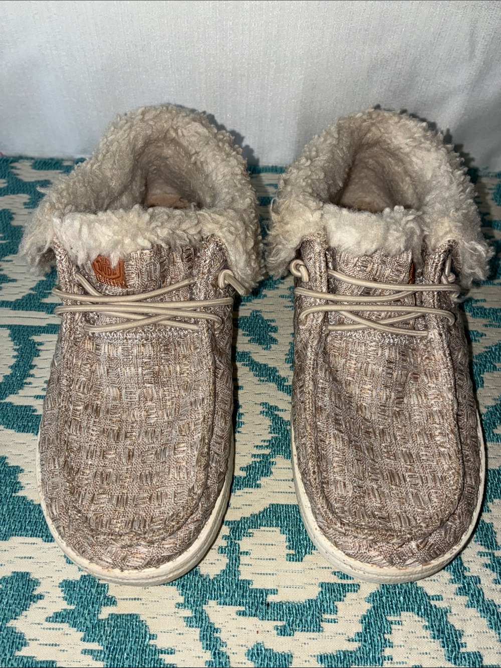 Hey Dude Kids Slip-On Fleece-Lined Slippers in Beige